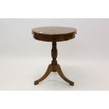 Unusual 19th century and later walnut crossbanded revolving drum table,
