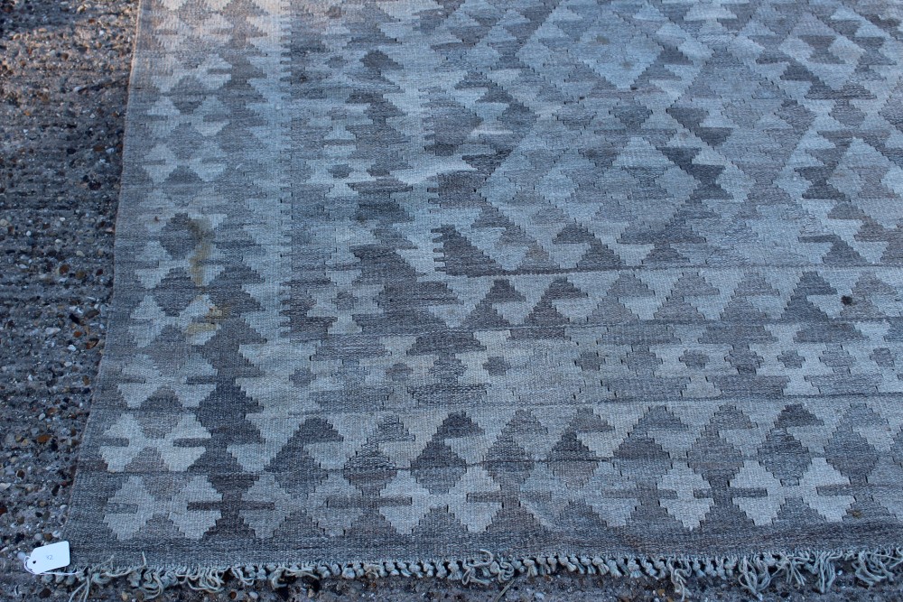 Afghan Kelim rug in muted tones with allover geometric ornament 288cm x 239cm - Image 2 of 8