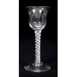 Mid-18th century wine glass with bucket-shaped bowl,
