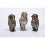 French silver pepperette in the form of an owl,