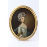 Attributed to Joseph Wright (1756 - 1793), oil on oval panel - portrait of Ann Patching, 1770,