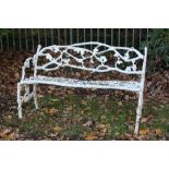 Good 19th century white painted cast iron bench in the grotto tradition, the back,