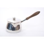 Large late 18th / early 19th century Old Sheffield Plate saucepan of bellied form, with pouring lip,