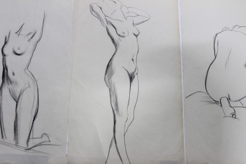 Philip Naviasky (1894 - 1983), four pencil sketches - Female Nudes, unframed, 42cm x 26cm.