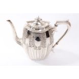 Victorian silver coffee pot of shaped cylindrical form,