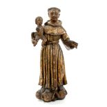 17th / 18th century Southern European polychrome and gilt printed carved wood figure of Saint