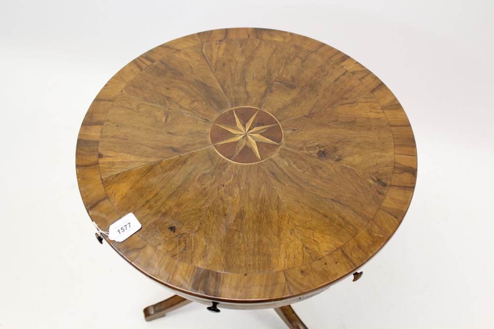 Unusual 19th century and later walnut crossbanded revolving drum table, - Image 2 of 4