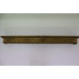 19th century carved giltwood bed canopy with diaper and stiff leaf ornament between quatrefoil