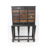 17th century Dutch ebony and amboyna cabinet on stand,