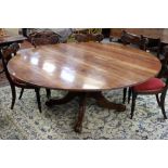Exceptionally large George IV mahogany dining table, the well-figured top with reeded edge,