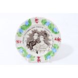 Rare early Victorian Royal commemorative plate with printed portraits of 'Queen Victoria and Prince