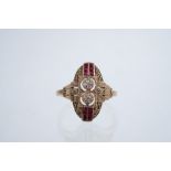 Art Deco style 9ct gold dress ring with a pierced plaque design,