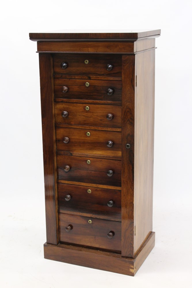 Fine early Victorian rosewood chest with locking stile and seven graduated drawers,