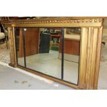 Regency giltwood mirror triple plate overmantel mirror,