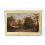 Henry Bridgman, 19th century oil on board - A Suffolk Lane, inscribed verso, in gilt frame,