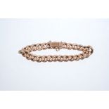 Edwardian rose gold curb link bracelet, stamped 9ct,