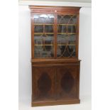 Late 19th / early 20th century mahogany and boxwood line inlaid bookcase,