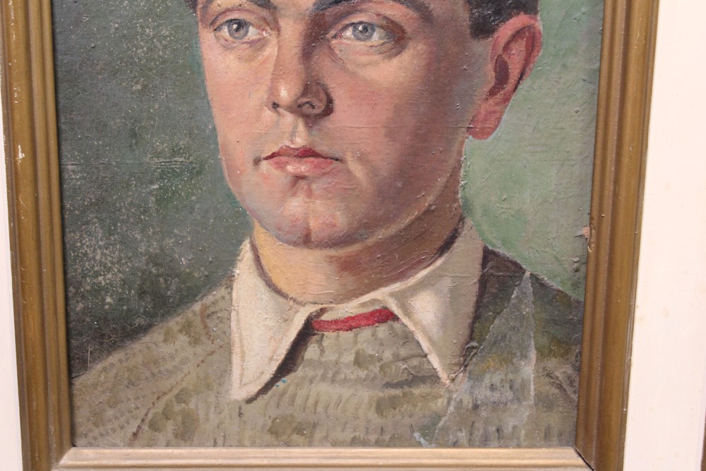 Thomas Saunders Nash (1891 - 1968), oil on board - portrait of Neil Gibson head and shoulders, - Image 3 of 6