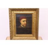 Follower of Titian, antique oil on canvas laid on panel - portrait of a man,