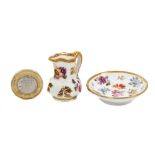 Regency English porcelain miniature jug and basin with painted floral sprays (2)