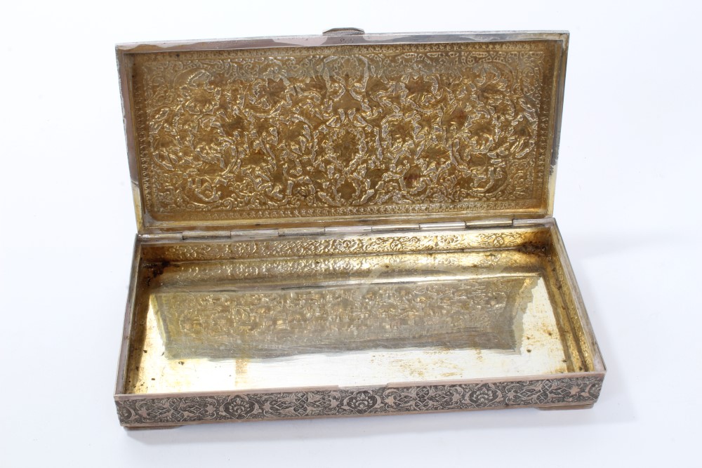 Early 20th century Middle Eastern white metal box of rectangular form, - Image 3 of 4