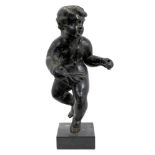 Rare 17th / 18th century metal figure of a putto in the Baroque style, with draping ornament,