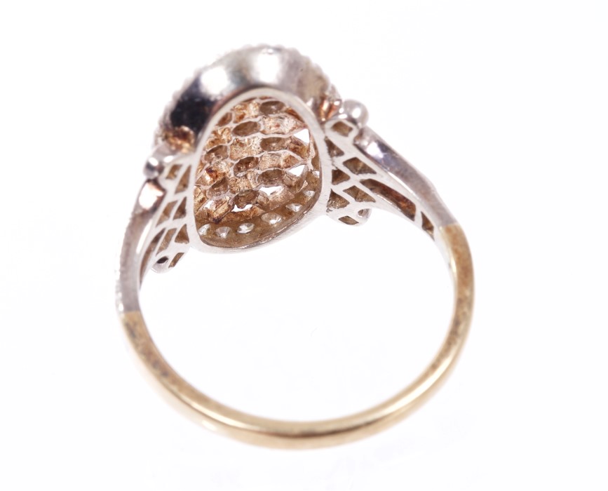 Edwardian-style diamond ring, the oval plaque with an openwork lattice design, - Image 3 of 3