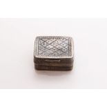 Miniature white metal vinaigrette of rectangular form, with bright cut engraved decoration,