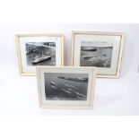 The Royal Yacht Britannia - three 1960s black and white aerial photographs of Britannia entering