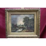 After John Constable, 19th century oil on canvas - Dedham Lock and Mill, in gilt frame,