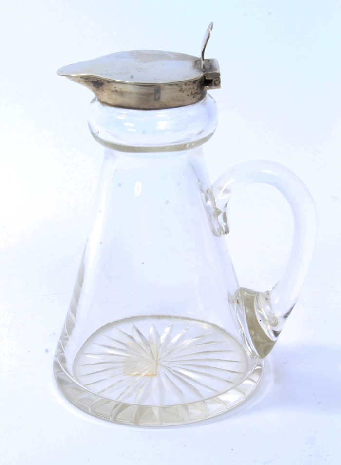 1930s cut glass whisky tot of conical form,