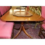 George III style mahogany twin pedestal dining table,