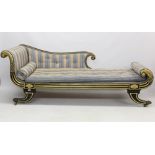 Fine Regency ebonised and parcel gilt chaise longue,