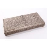 Early 20th century Middle Eastern white metal box of rectangular form,