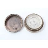 Vintage silver mounted pocket barometer by Asprey, London 1910, circular form,