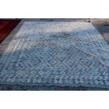 Afghan Kelim rug in muted tones with allover geometric ornament 288cm x 239cm