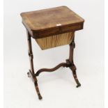 Delicate Regency mahogany rosewood crossbanded satinwood and ebony line-inlaid work table,