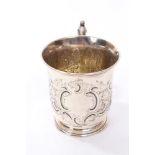Victorian silver christening mug of baluster form,