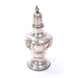 Late 19th / early 20th century Chinese silver pepper of baluster form,
