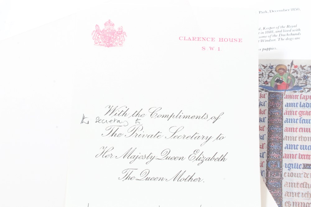 HM Queen Elizabeth The Queen Mother - handwritten Christmas gift card on Clarence House headed - Image 3 of 6