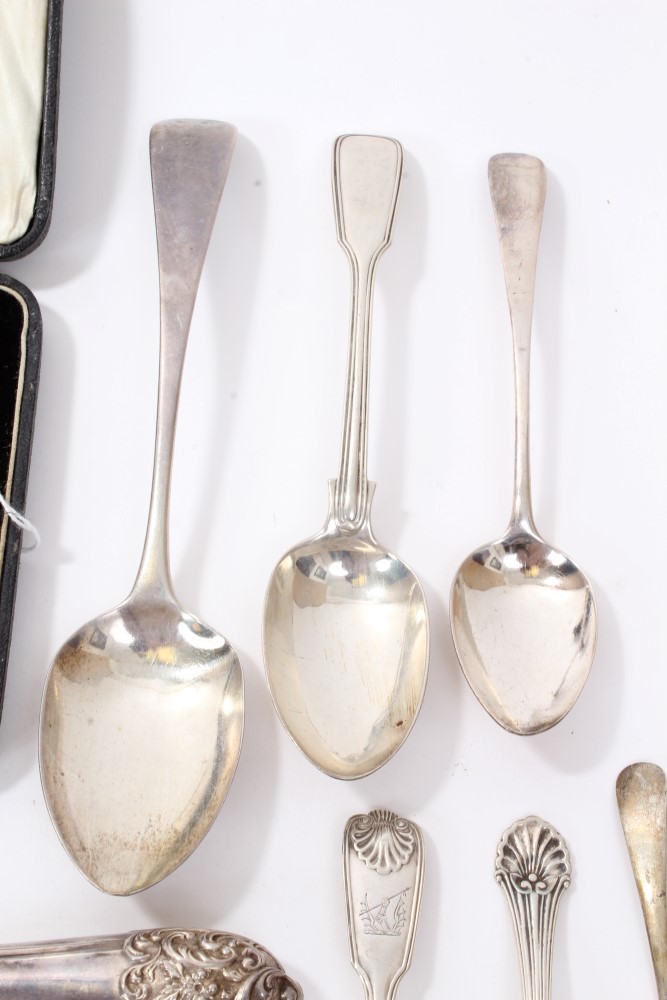 Selection of Georgian and later miscellaneous silver flatware - including spoons, forks, - Image 3 of 8