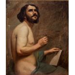 Late 19th century French School oil on canvas - a male nude, unframed,