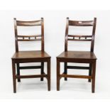 Pair of 19th century East Anglian beech and oak dining chairs with ball ornament back and solid