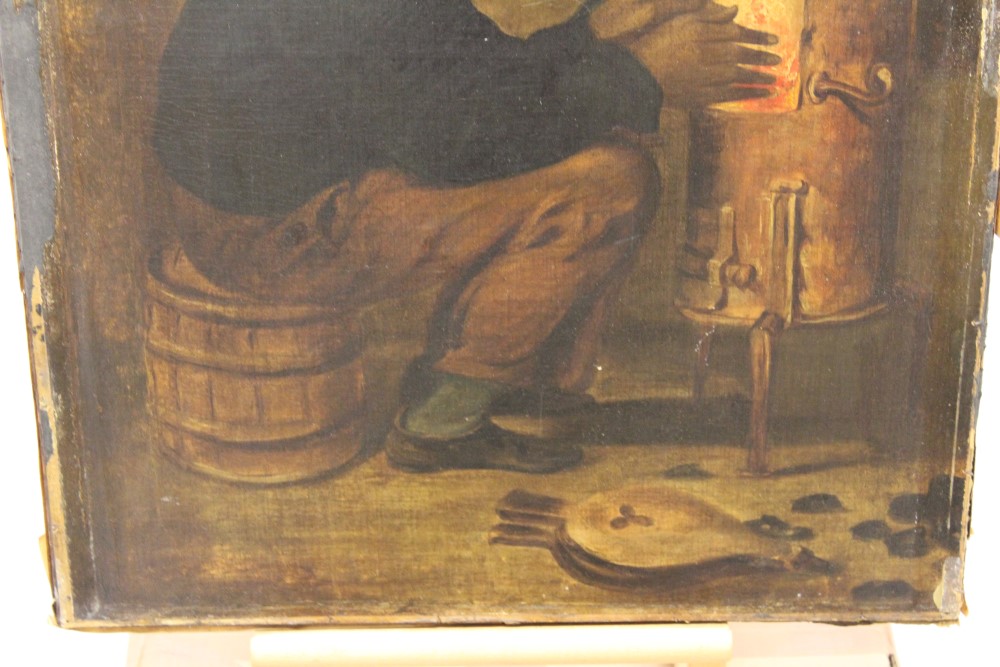 19th century American School oil on canvas laid on board - interior scene with a seated black boy - Image 4 of 5