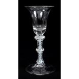 Mid-18th century wine glass with trumpet-shaped bowl,