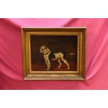 19th century English School oil on canvas - portrait of a Pitbull Terrier, in gilt frame,