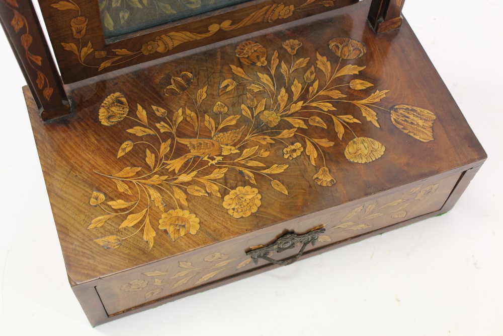 Early 19th century Dutch mahogany and floral marquetry toilet mirror with rectangular hinged mirror - Image 2 of 2