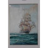 Robert McGregor (1848 - 1922), watercolour - 'Under Full Sail', signed, in glazed frame.