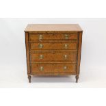 Good early 19th century burr elm and rosewood crossbanded chest of drawers with four graduated