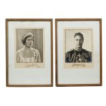 TM King George VI and Queen Elizabeth - fine pair of signed presentation portrait photographs by